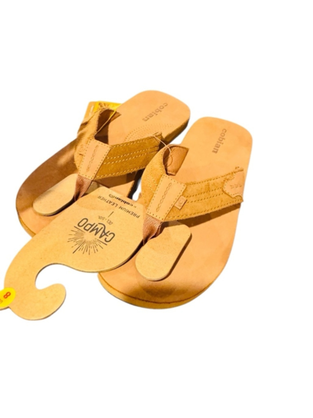 Men's Cobian Tan Lazo Leather Flip Flop Sandals Size 8